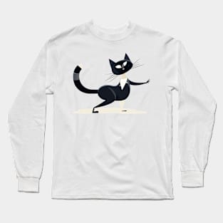 Funny Dancing Black Cat Long Sleeve T-Shirt